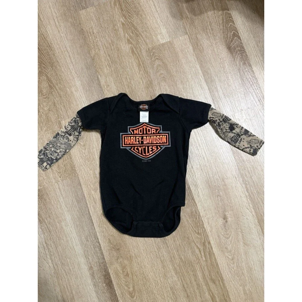 Harley Davidson Baby One Piece Faux Tattoos Logo Size 18/24 Months Biker